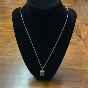 Silver Necklace with Green Pendant